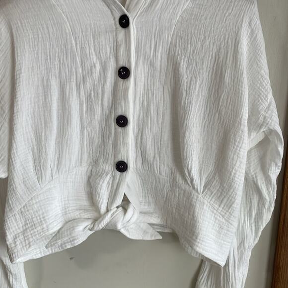 Free People Sunstreaks tie front shirt - Picture 5 of 16